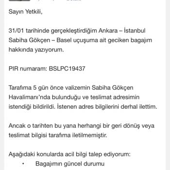 Valiz Kaybı Ve 5 Hafta Süren İletişimsizlik Sonrası Yetersiz Tazminat Teklifi