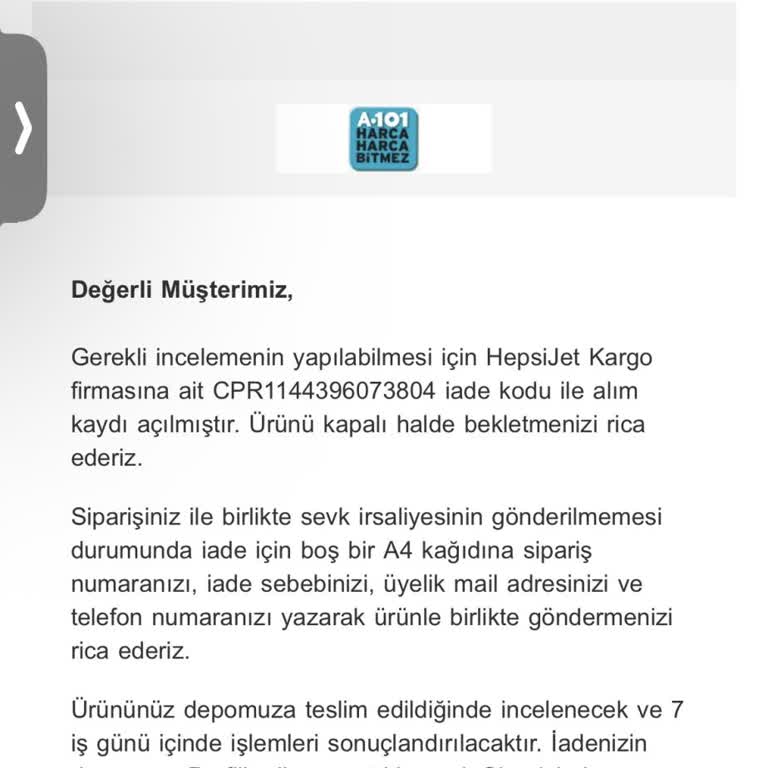 A101'den Kırık Koltuk İadesi Gecikmesi Ve Cevapsız Müşteri Hizmetleri