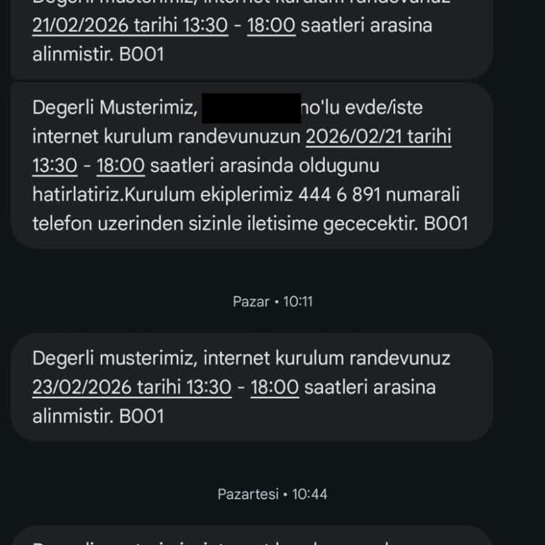 İnternet Kurulumu İçin Randevu Sürekli Değişiyor Ve Teknisyen Gelmiyor