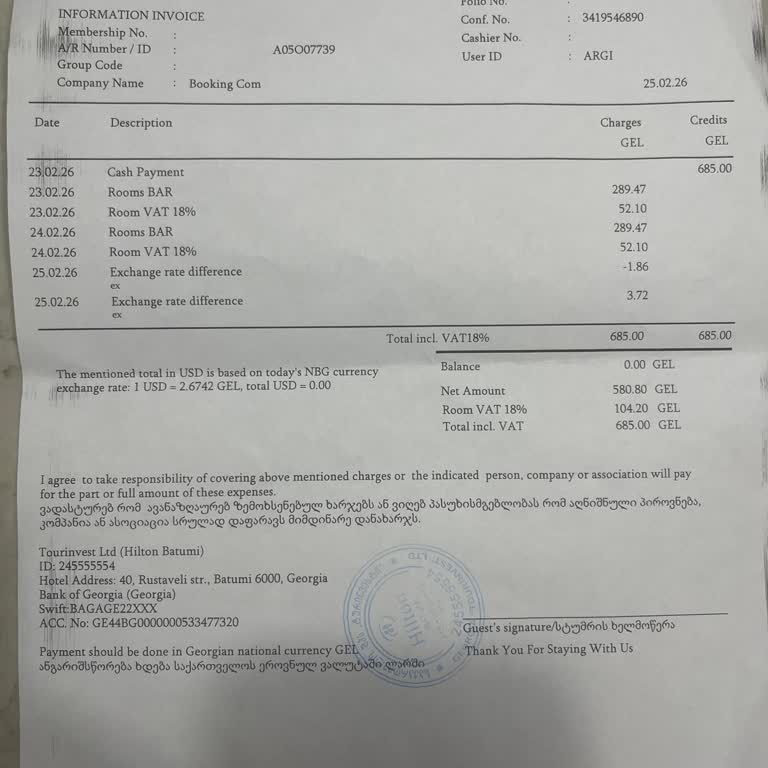 Hilton Batumi’de Gecikmeli Giriş, İlgisiz Resepsiyon Ve Oda Görüntüleme İzni Reddi