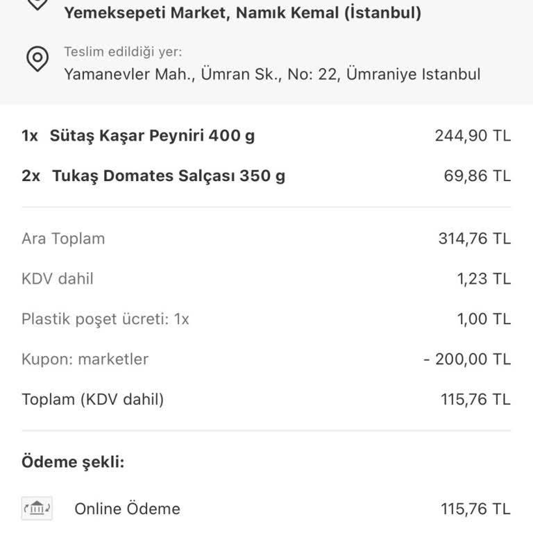Siparişte 2 Al 1 Öde Kampanyasındaki Kaşar Peyniri Eksikliği Ve Müşteri Hizmetleri Cevapsızlığı