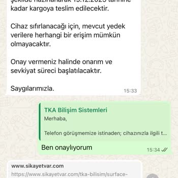 Tamir Ücreti Ödenen Surface Pro 7 Cihazı Kargoya Verilmedi Ve İade Talep Ediliyor