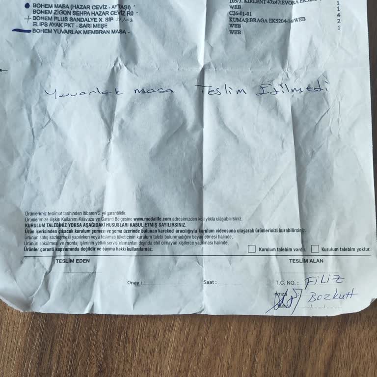 Teslim Edilmeyen Masa Gecikiyor, Satış Sonrası Destek Yanıtsız