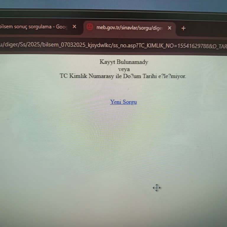 Bilsem Sonuç Sorgulama Çöküyor: Kayıt Bulunamadı Hatası