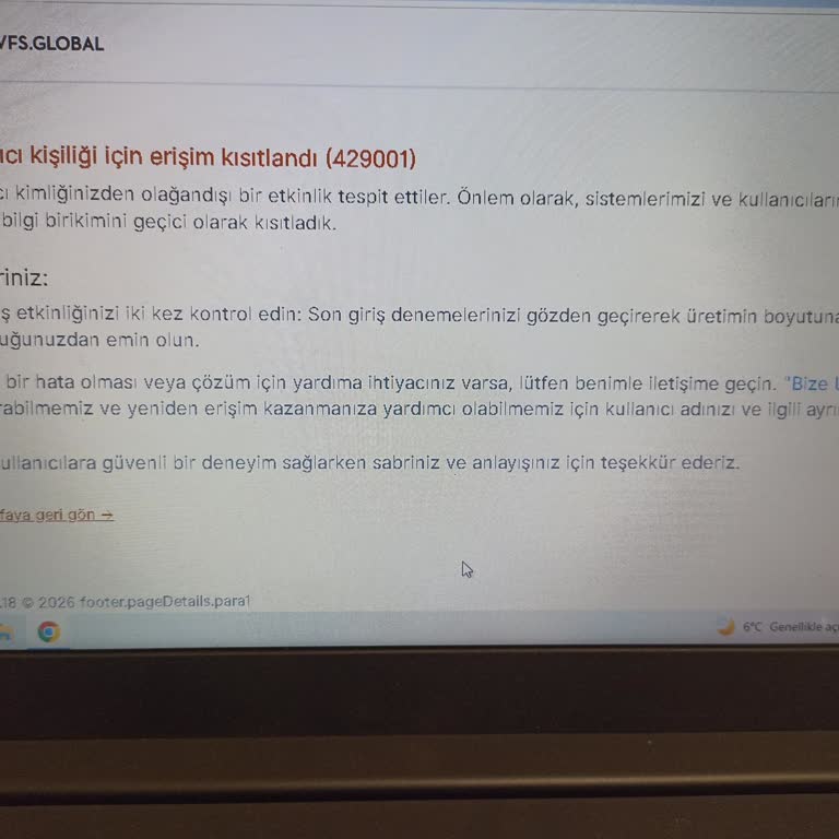 VFS Global Ankara’da Oturum Hatası Ve Hesap Askıya Alınması Nedeniyle Vize Randevusu Alınamıyor