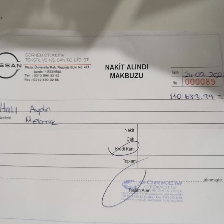 Nissan Görkem Servisinde Şoför Tarafı Paspas Kayıp Olması Ve 110 Bin TL Bakım Üzerine Mağduriyet