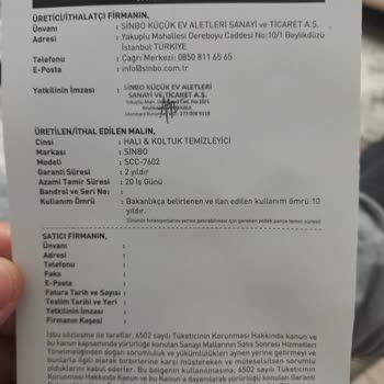 Sinbo Su Püskürtmeyen Halı Yıkama Makinesine Garantili Çözüm Talebi