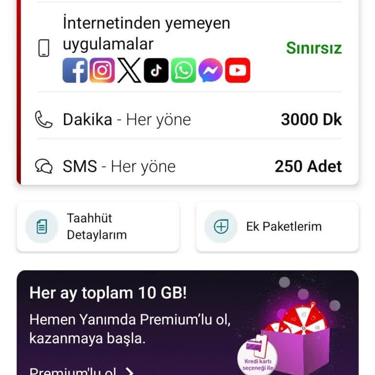 Uygulamada Gösterilen 532 TL’lik Sınırsız Ultra Red’li 30GB Tarife Geçiş Yapamıyorum