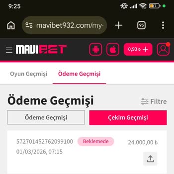 Mavibet'ten 24 Bin TL Çekim İşlemi Gecikiyor