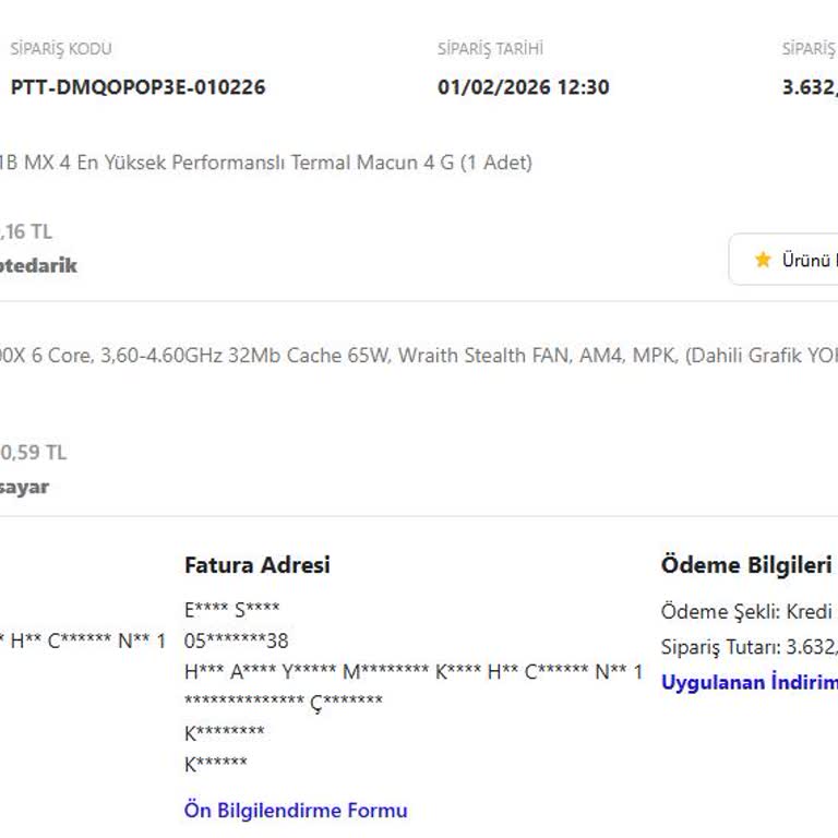 CPU Sipariş İptali Sonrası Ödeme İadesi Gelmedi