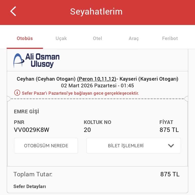 Sistemsel İptal Hatası Nedeniyle 875 TL Ücret İadesi Talebi