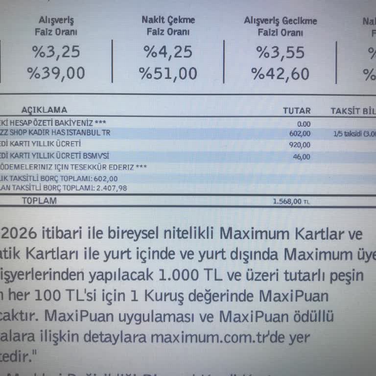 İş Bankası Maximum Gold Kartımdan Yıllık 966 TL Ücretin İadesi Talebi