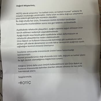 Taban Çatlaması Ve Ayağımda Uyuşma Nedeniyle Hotiç Ayakkabısının Değişimini Talep Ediyorum