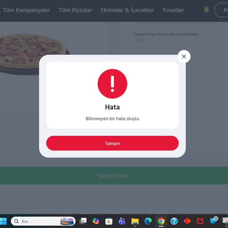 Hediye Pizza Kullanılamıyor Ve Müşteri Hizmetinden Çözüm Bekleniyor