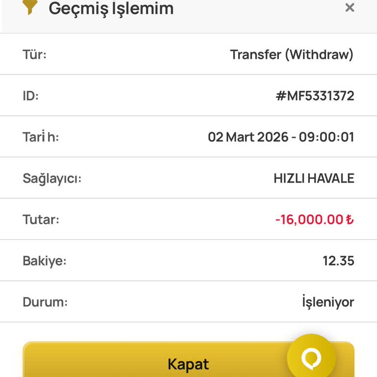 16.000 TL Çekim Talebimin İşlem Görmemesi Ve Destek Yetersizliği