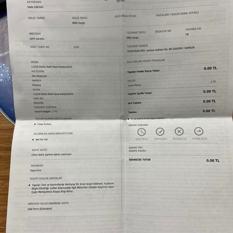 Garanti Kapsamındaki Dijital Kompresörün Onarımının Reddedilmesi Ve Haksız Kargo Ücreti Talebi