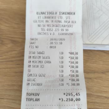 Elmacıoğlu İskender Lokantasında Aşırı Ücret Farkı Ve Sipariş Dışı Ücretlendirme