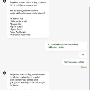 Hesaba Yatırılan 2.000 TL'nin Görünmemesi Ve Acil İade Talebi