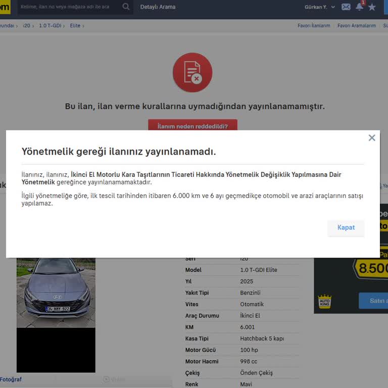 Bireysel Satıcıya Haksız 6 Ay Ve 6.000 Km Kısıtlaması