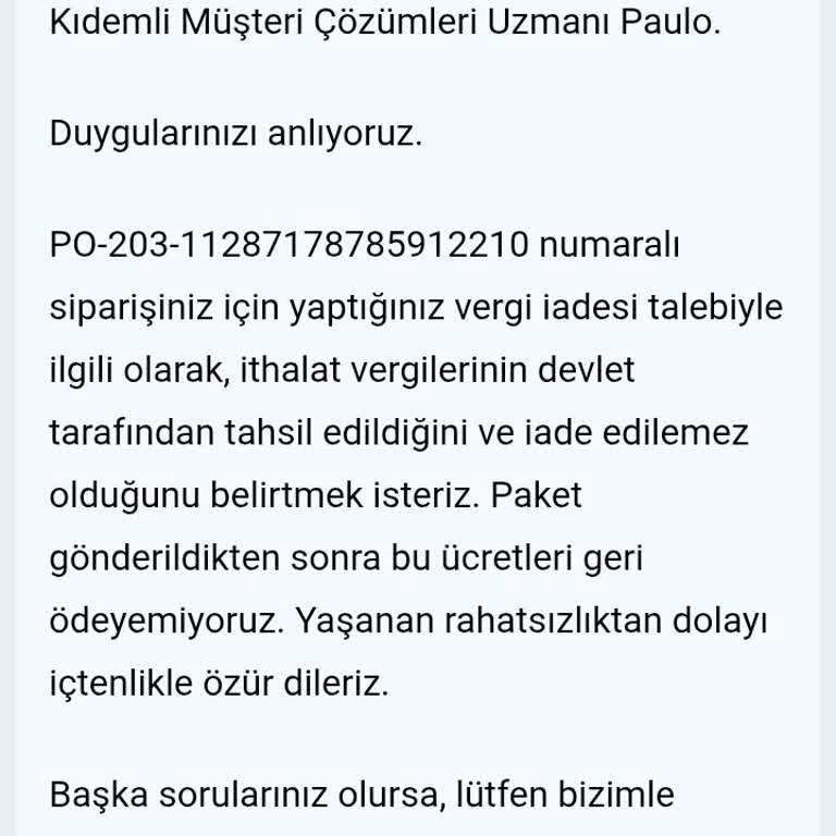 Kusurlu Ürünler Ve İade Vergisi Geri Ödenmedi