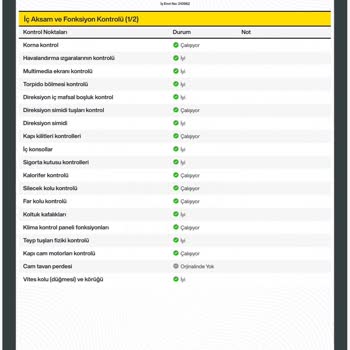 Ekspertiz Raporunda Hatalı Bilgi: Hız Sabitleyici Ve Multimedya Ekranı Çalışmıyor