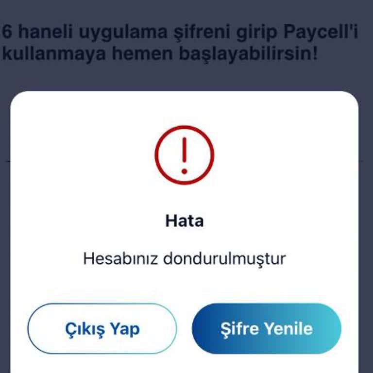 Paycell Şifre Sıfırlama İşleminde Donma Ve Hesap Erişiminin Kesilmesi