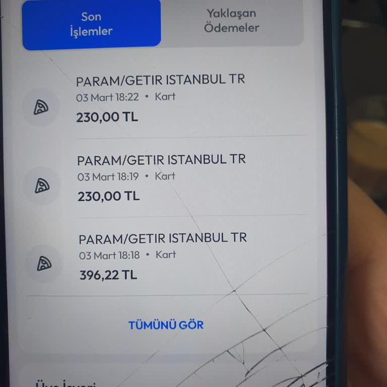 Getir POS Üzerinden 460 TL İzinsiz Çekim Ve Kart Kapatma