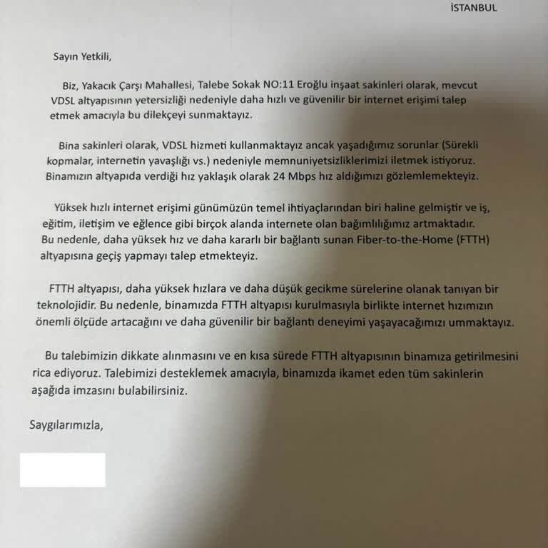 Fiber Altyapı Talebimize Bir Yıllık Geri Dönüşsüzlük Ve Sürekli Mağduriyet