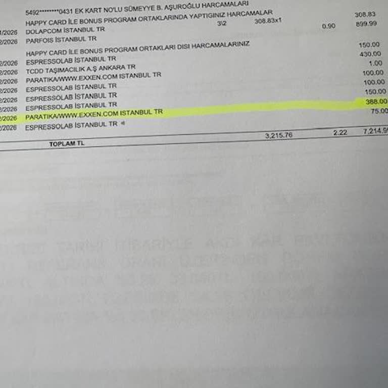 Kredi Kartımdan İzinsiz 388 TL Paratika Çekimi Ve İade Talebi