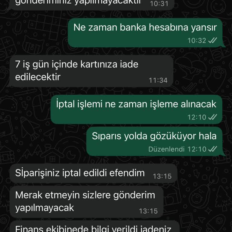 1199 TL Değerindeki Siparişin İptali Ve İade İşlemi Gerçekleştirilemedi