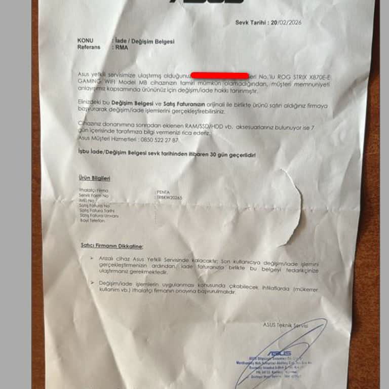 Kusurlu Anakart İadesi İçin Satıcı Ve Epttavm’ın Sessizliği