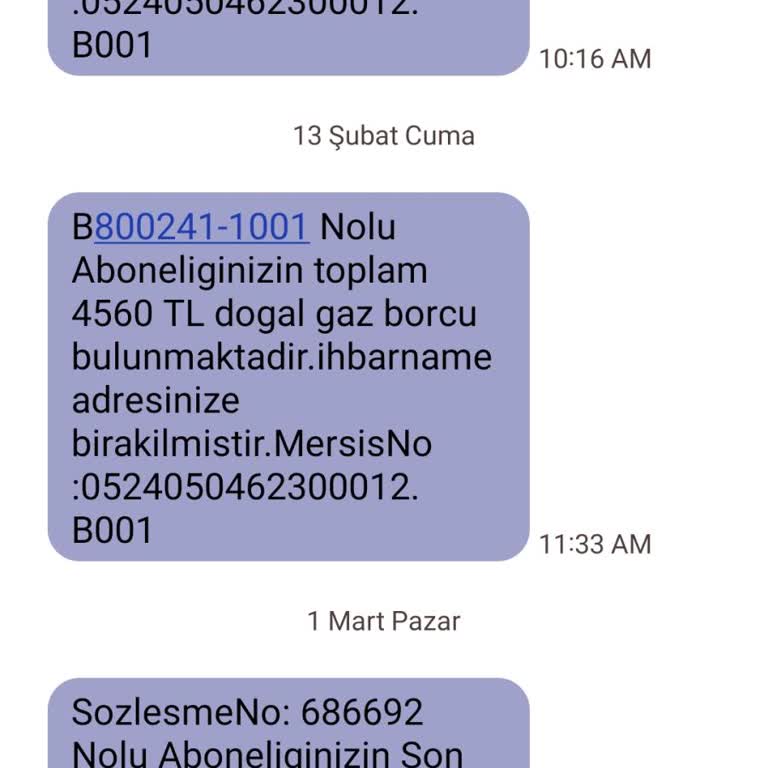 Telefonuma Ait Olmayan Doğalgaz Borcu Bildirimi Gönderiliyor