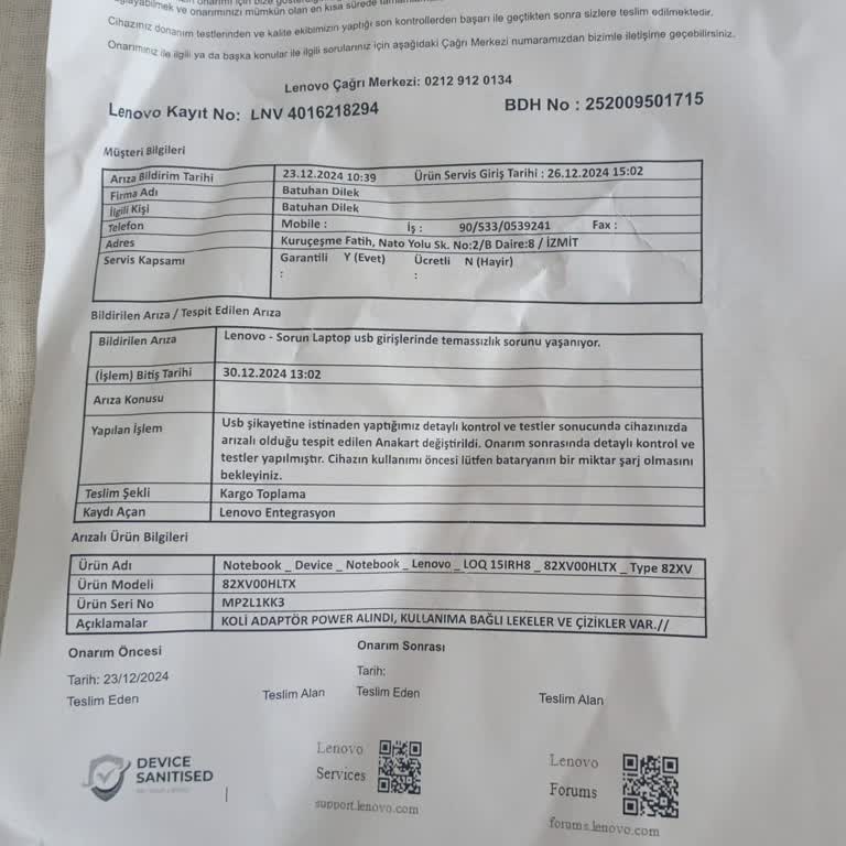 Servis Onarımında Yetkisiz Donanım Düşürülmesi Ve RTX 4050'in RTX 3050'e Değiştirilmesi