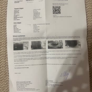 Yanık Plastik Kokulu Philips Hava Temizleyicisi Ve İade Talebinin Reddedilmesi