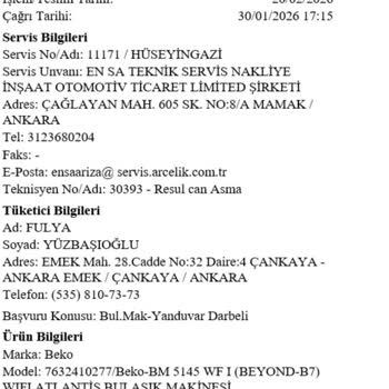 Teslim Edilen Bulaşık Makinesinde Üst Tabla Ve Sepet Hasarlı Birebir Değişim Talebi Reddedildi