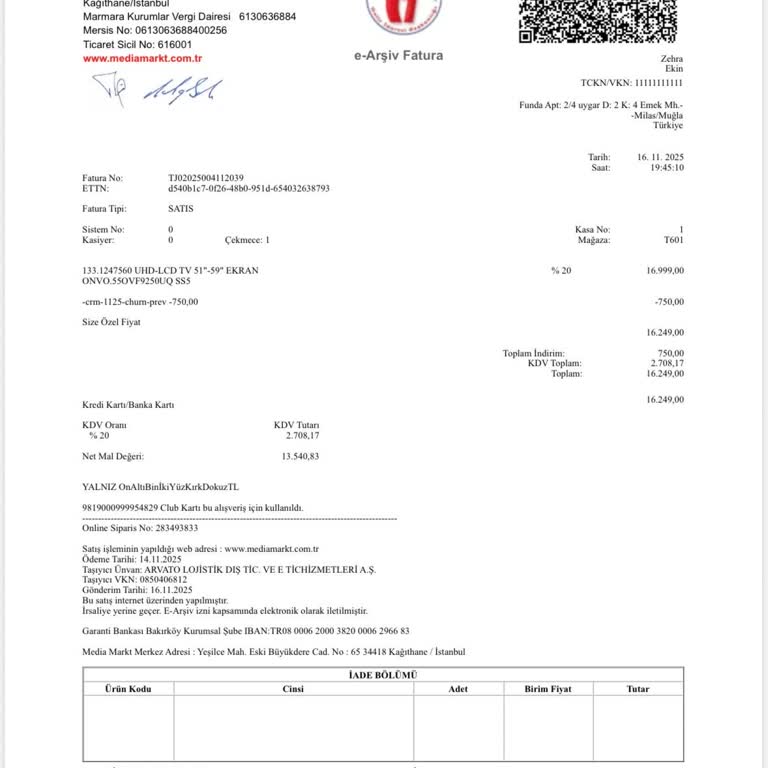 Garanti Bilgilendirmesi Eksikliği Nedeniyle Televizyon Sorunu Kapsam Dışında Bırakıldı