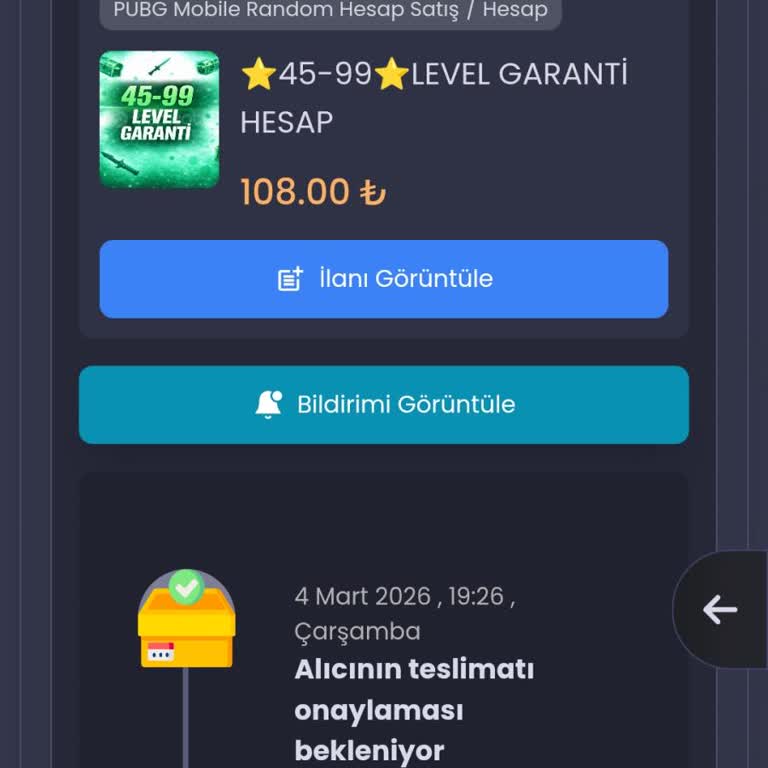 Kullanılamayan PUBG Hesabı İçin 110 TL İade Talebi