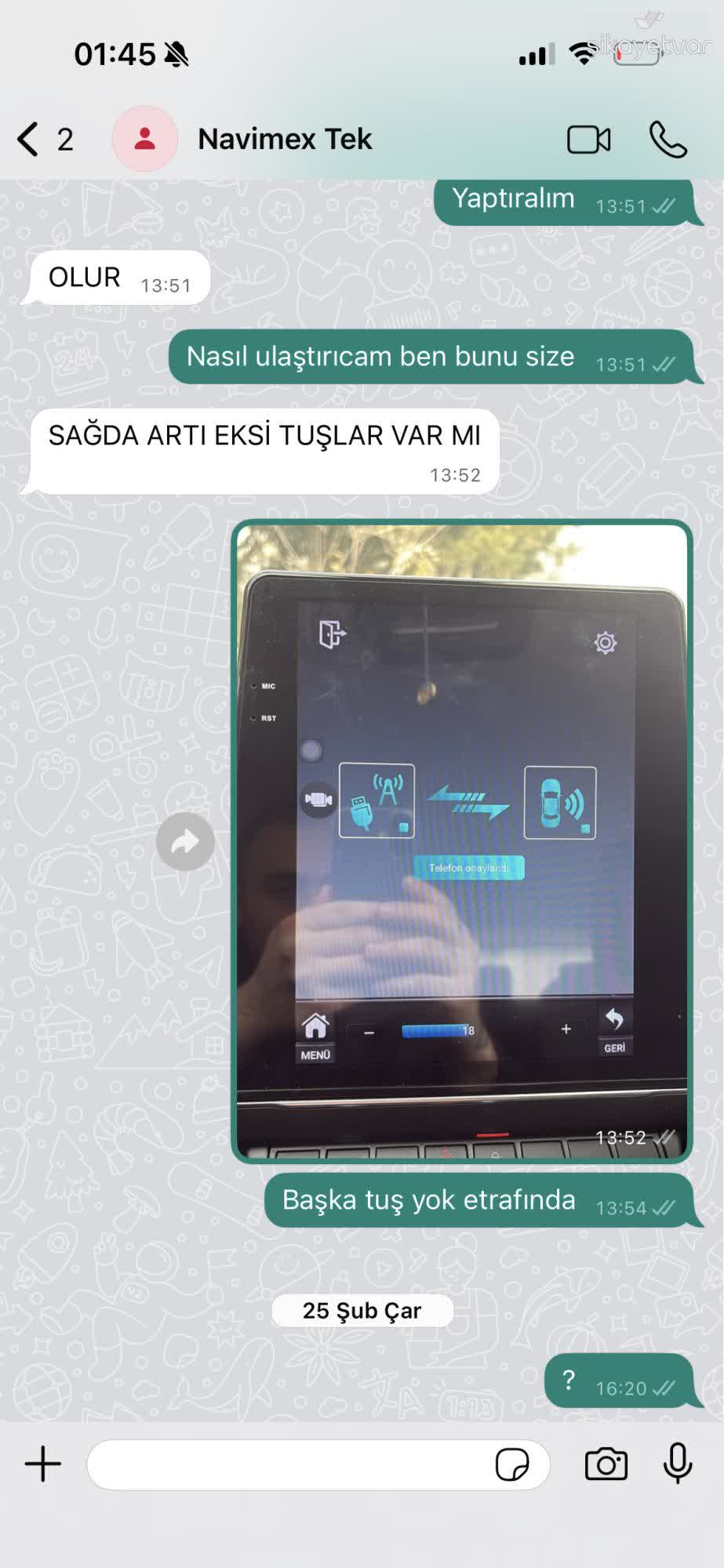 Navimex Multimedya Cihazı Arızalı Ve Servis Geri Dönüş Vermiyor