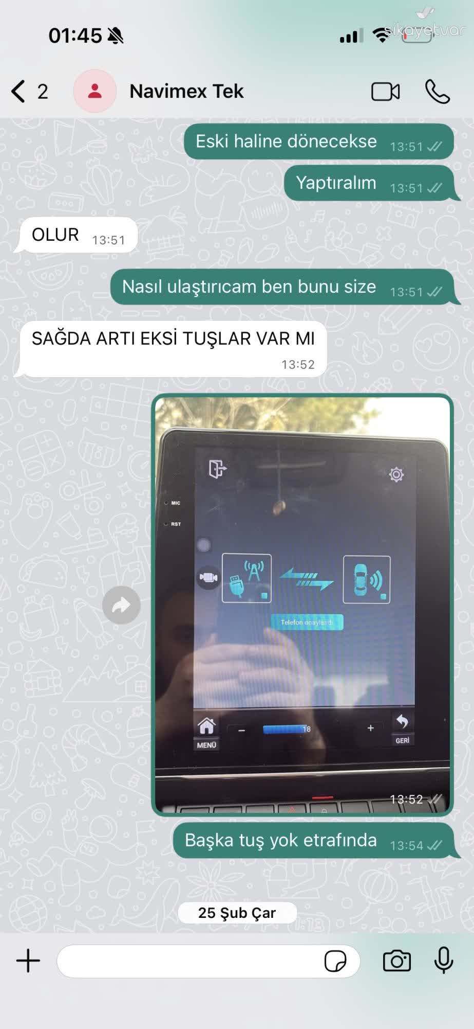 Navimex Multimedya Cihazı Arızalı Ve Servis Geri Dönüş Vermiyor