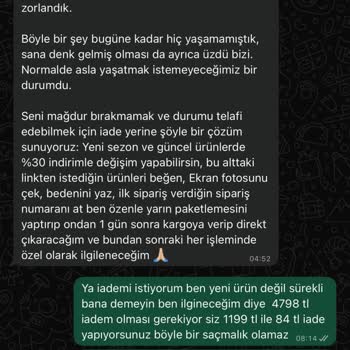 3.515 TL Eksik İade Ve Cevapsız Müşteri Hizmetleri