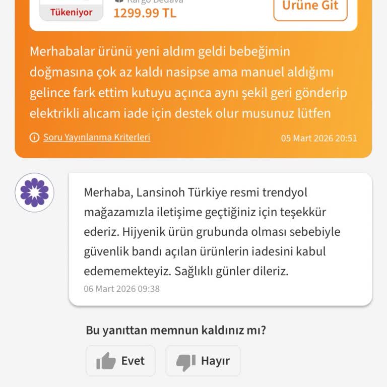 Yanlış Ürün Modeli Satın Alındı, Açık Kutu Nedeniyle İade Reddi