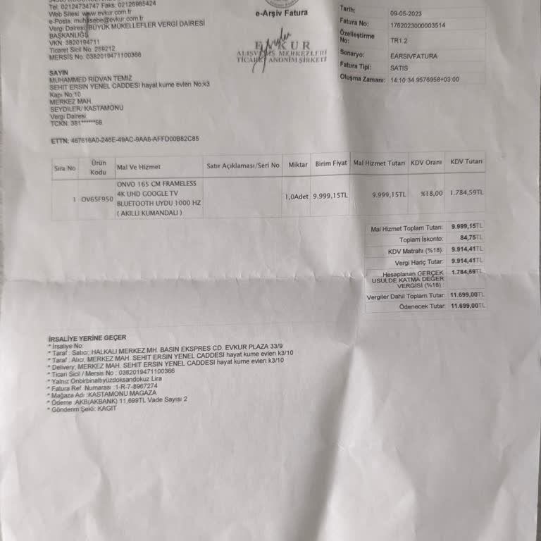 Evkur’da Satışta Söylenen 3 Yıllık Garanti Reddedildi