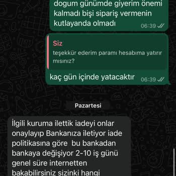 Sipariş İade Edildi Gösterildi Ürün Ve Para Geri Gelmedi