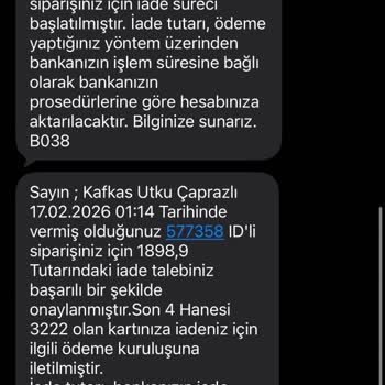 Sipariş Gönderilmedi, İade İşlemi Gerçekleşmedi