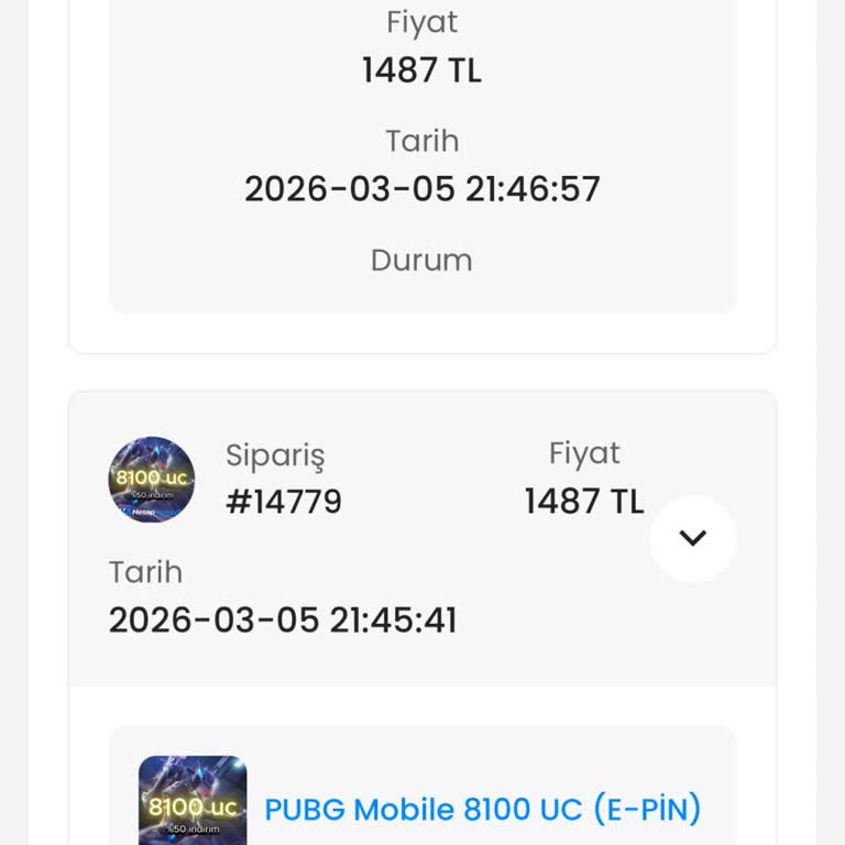 Hesapmerkezim.com'da PUBG UC Satın Alımı Sonrası Teslim Edilmemesi Ve İade Talebi
