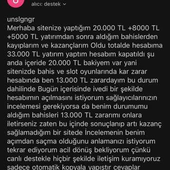 Hesabım Haksız İnceleme Nedeniyle Kapalı 20.000 TL Bakiye Erişilemiyor