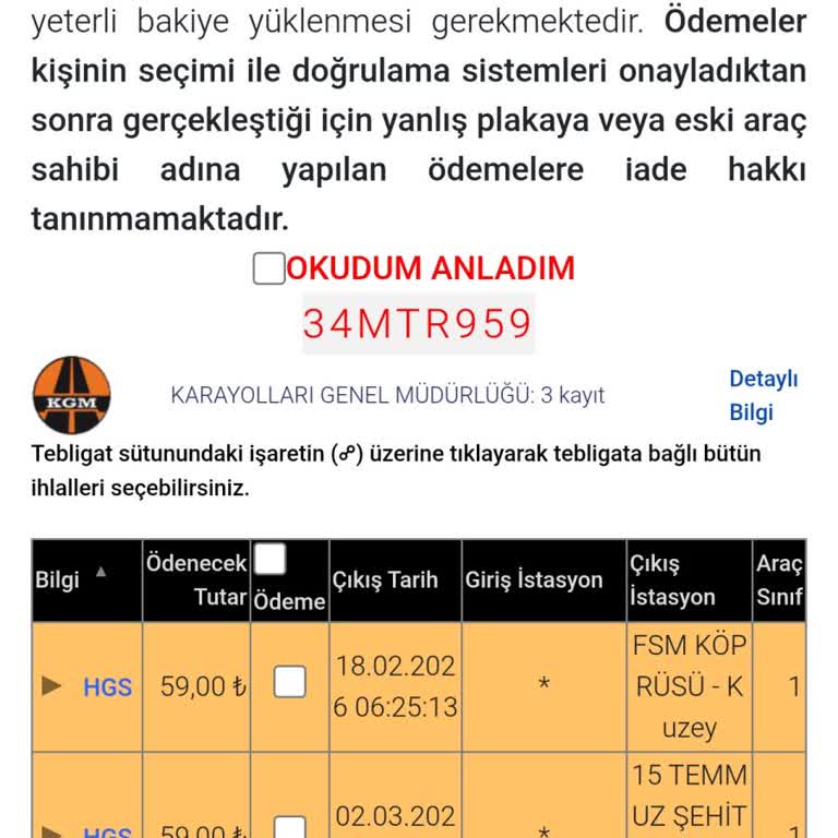 HGS Ücretlerinin Haksız Yansıtılması Ve Tekrarlayan Plaka Okuma Hatası