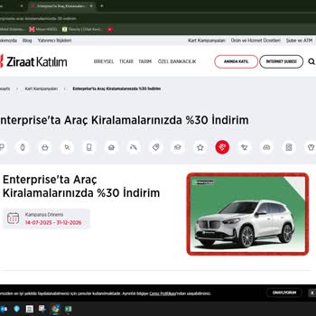 Ziraat Bankası Ve Enterprise'de %30 Araç Kiralama İndirimi Uygulanmadı