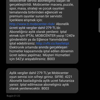 Vodafone Üzerinde Yetkisiz Mobicenter Aboneliği Ve Ücret İadesi Talebi