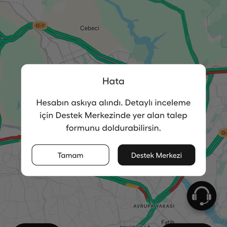 Sürücü Hesabımın Aniden Askıya Alınması Ve Yardım Bulamaması